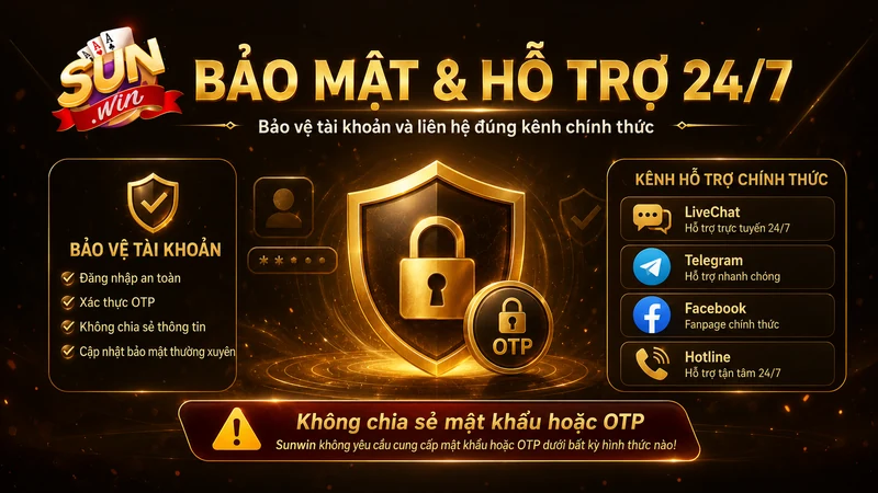 Bảo mật tài khoản và hỗ trợ Sunwin 24/7