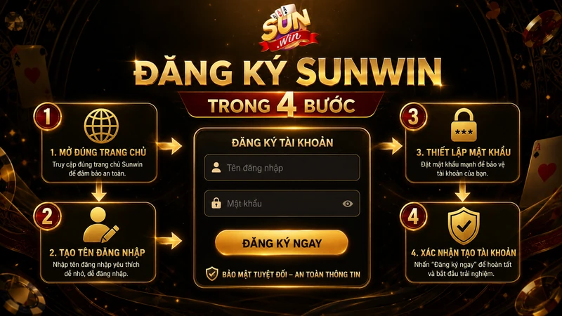 Hướng dẫn 4 bước đăng ký tài khoản Sunwin